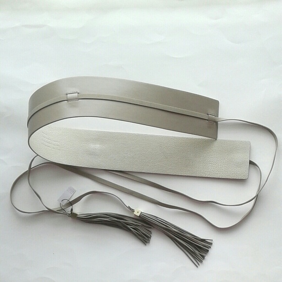 Tassel detail wide obi belt gray taupe SOLD OUT!! - Picture 4 of 5