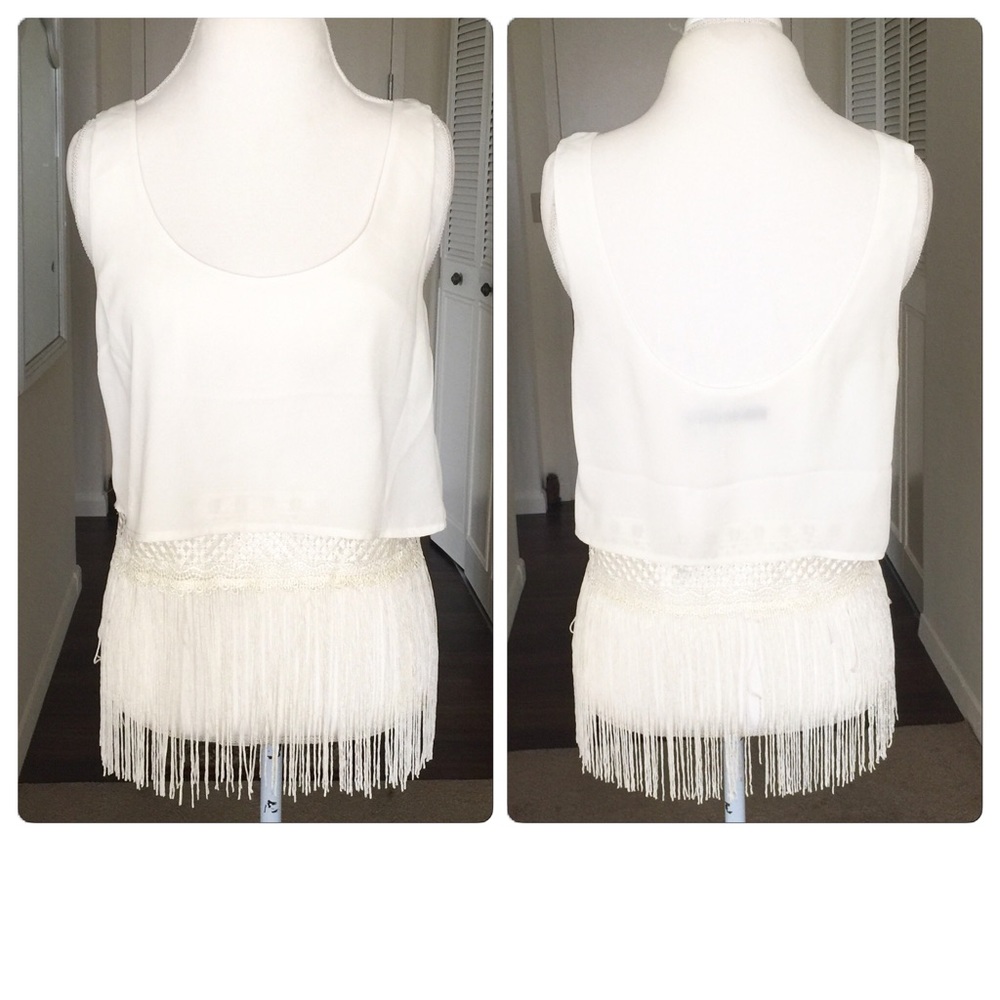LAST ONE!! Gorgeous  Cream Colored Fringe Top - Picture 2 of 4