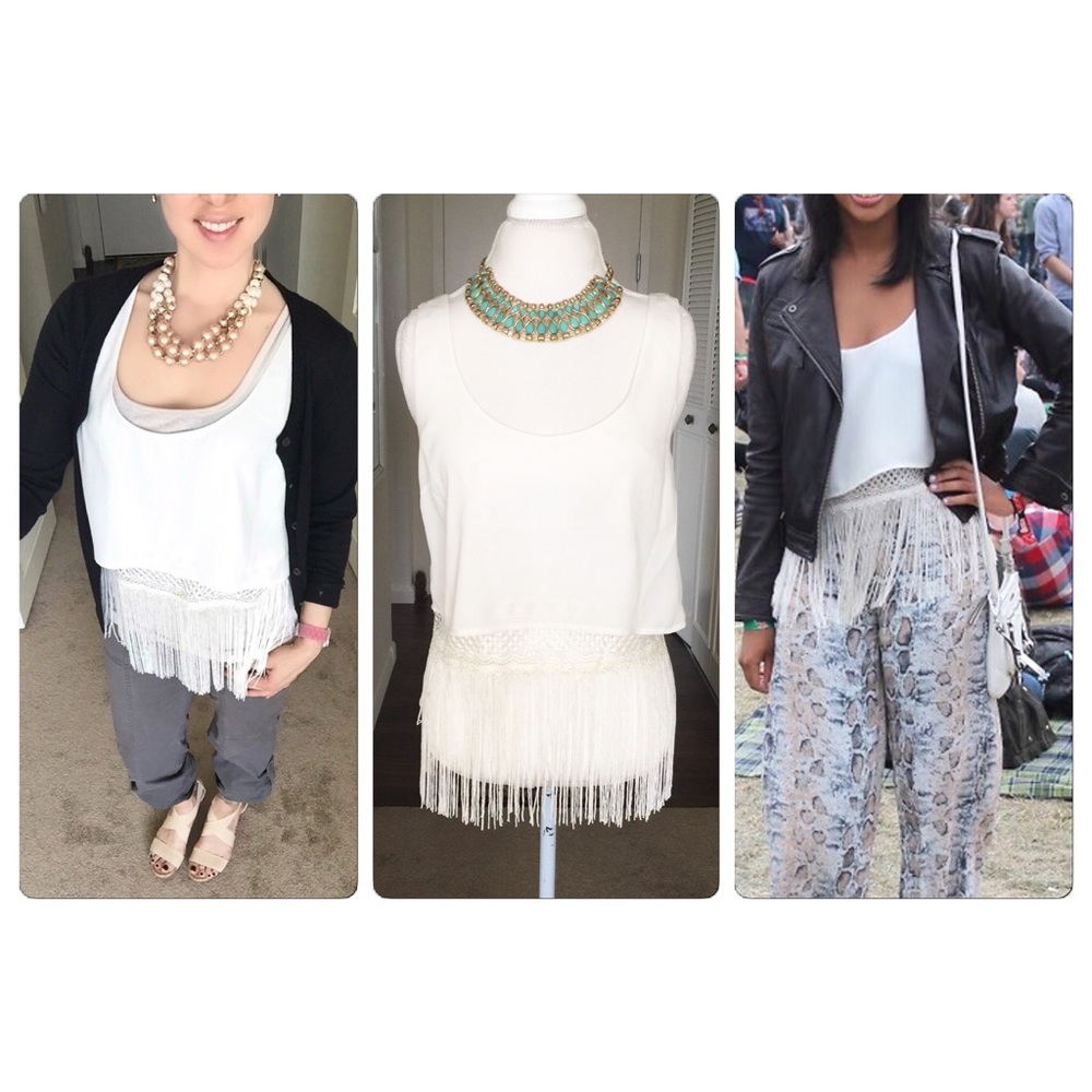 LAST ONE!! Gorgeous  Cream Colored Fringe Top - Picture 4 of 4
