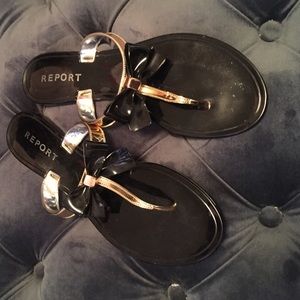 Black patent and good sandals.