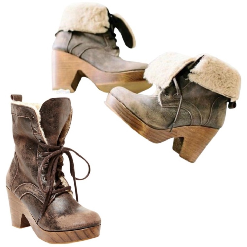 FREEBIRD by Steven Fiona Fur Lace-up Boots