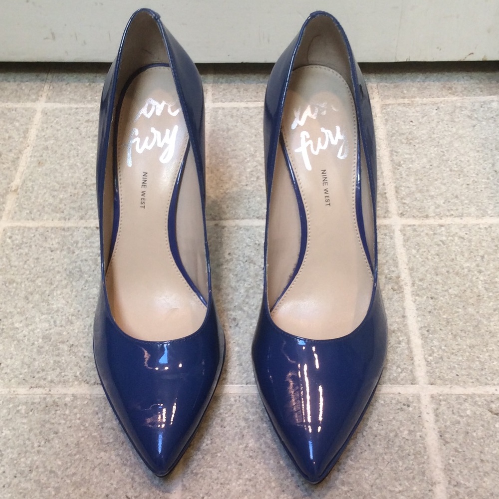 Nine West Blue Patent Pumps