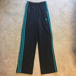 Black Adidas Sweatpants w/ Blue Pinstripes