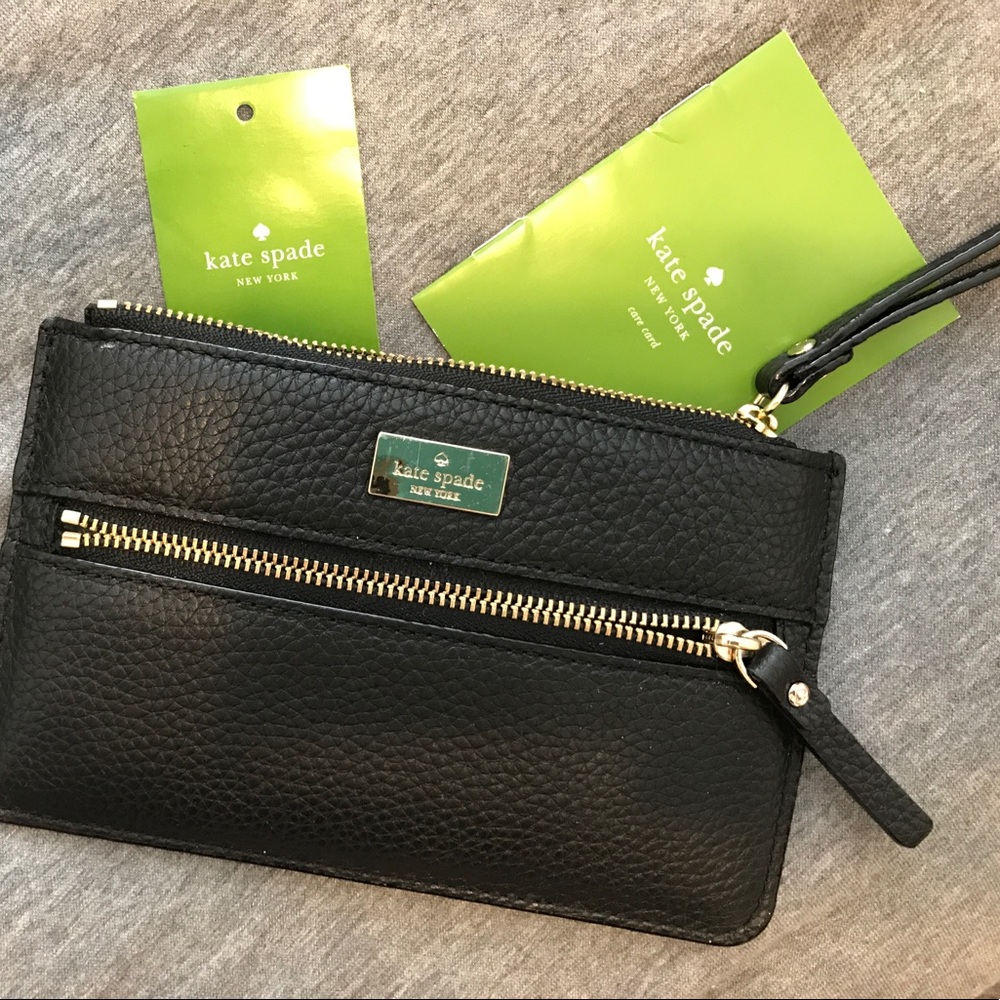 Black, leather Kate Spade wristlet
