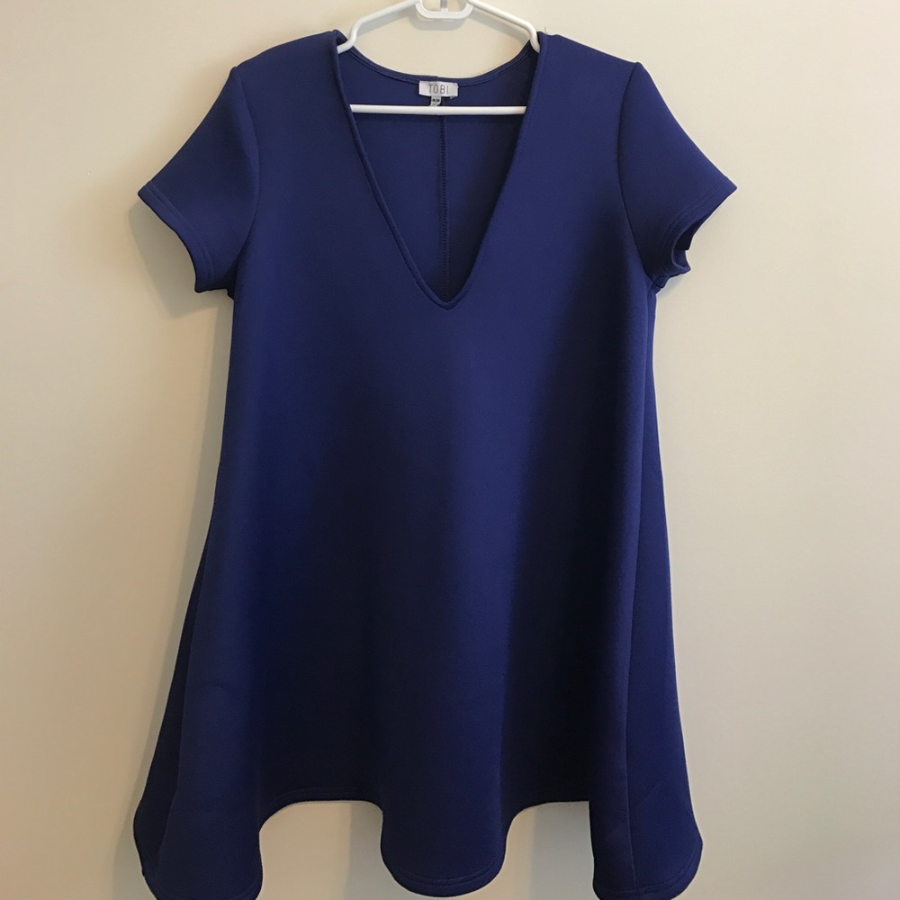 Deep V, royal blue TOBI dress