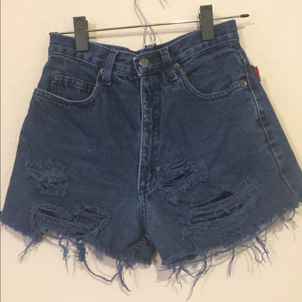 High Waisted Distressed Denim Shorts