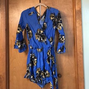 XS Blue Floral Free People Romper