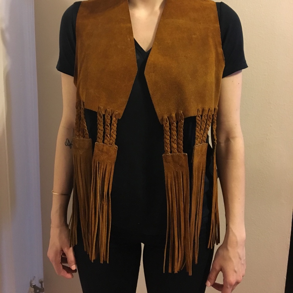 Suede Crop Fringed Tassel Vest