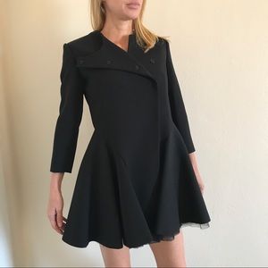 Christian Dior Single Breasted Black Wool Coat