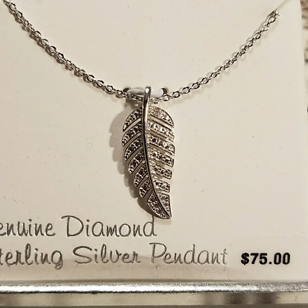 Delicate Diamonds Leaf Pendant Necklace