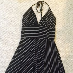 Black and white halter striped dress!