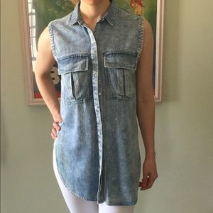 Helmut Lang modal cotton chambray denim vest