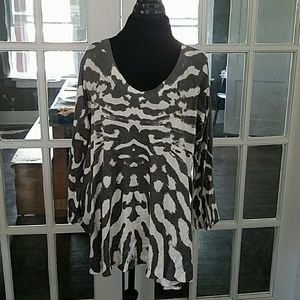 Grey animal print long sweater tunic