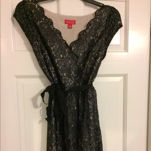 ELLE Black Lace Fit and Flare Dress, Size XS