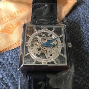 square face skeleton watch