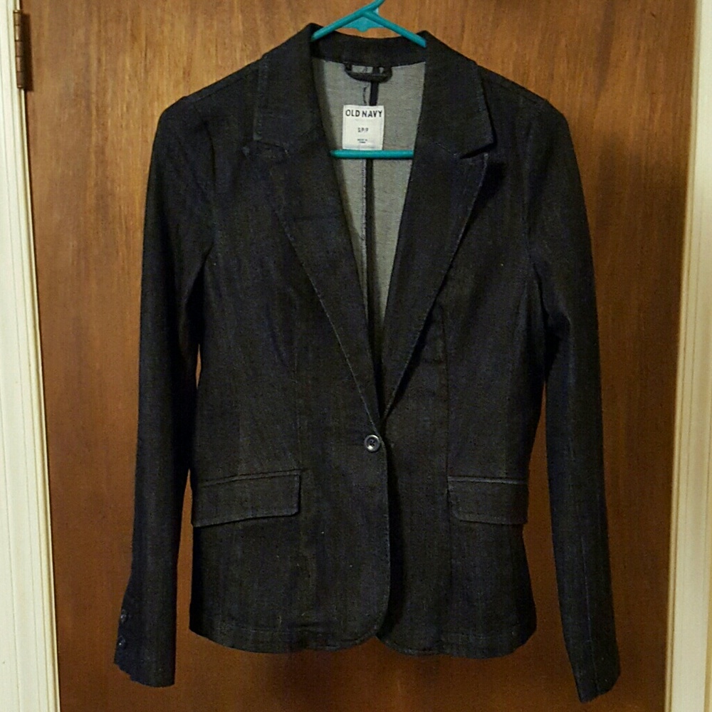Old Navy dark blue denim blazer jacket small