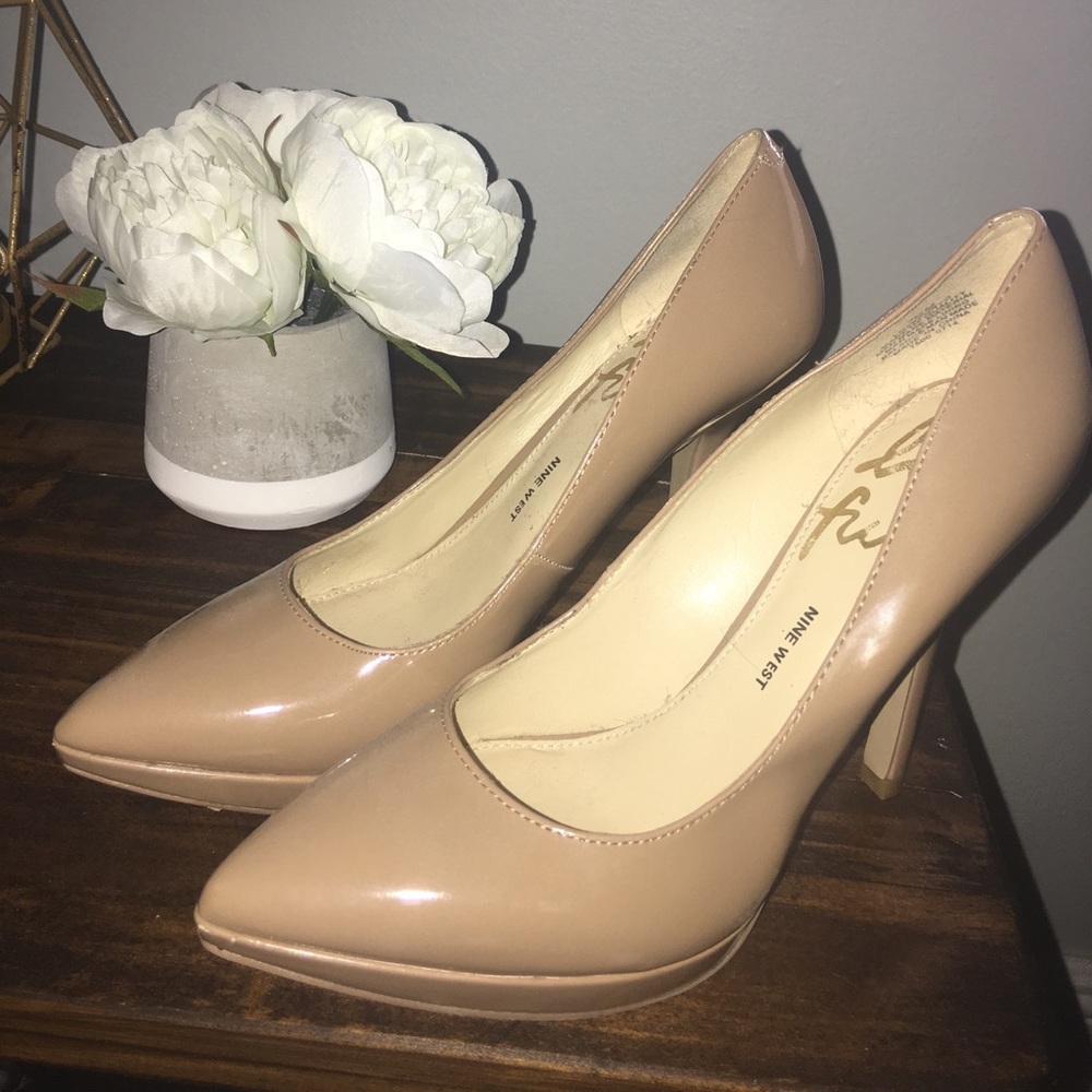 Nine West Nude Patent Leather Pumps