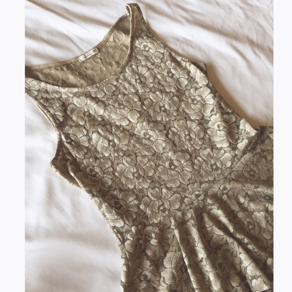 Champagne lace peplum top