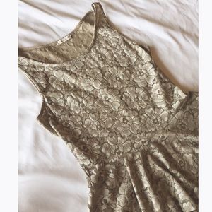 Champagne lace peplum top