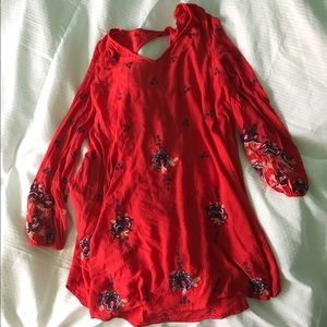 Free people red floral dress with details