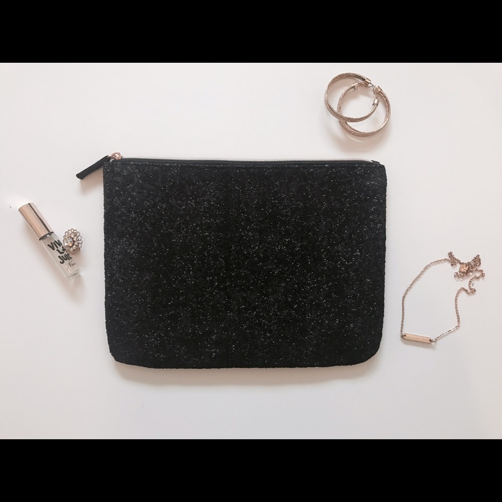 Matte Black Sparkle Clutch