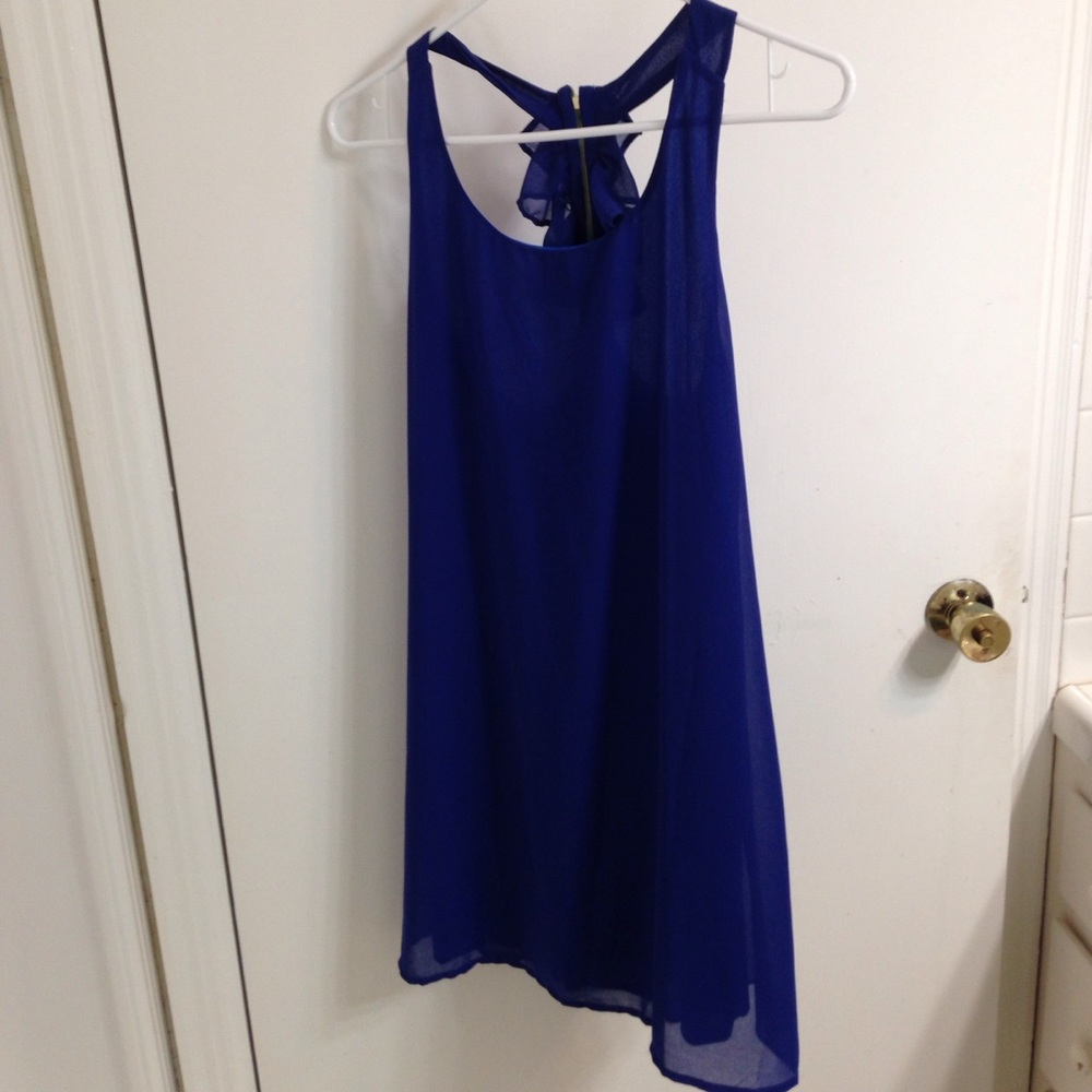 Blue dress.
