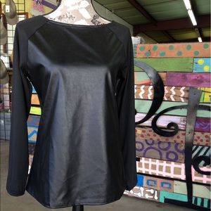 Faux Leather Baseball Tee