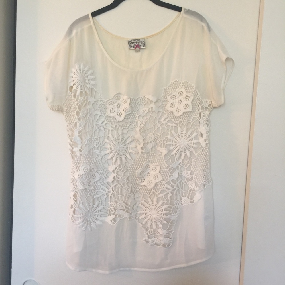 Sheer anthropologie floral lace top