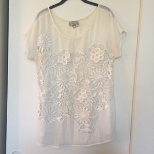 Sheer anthropologie floral lace top