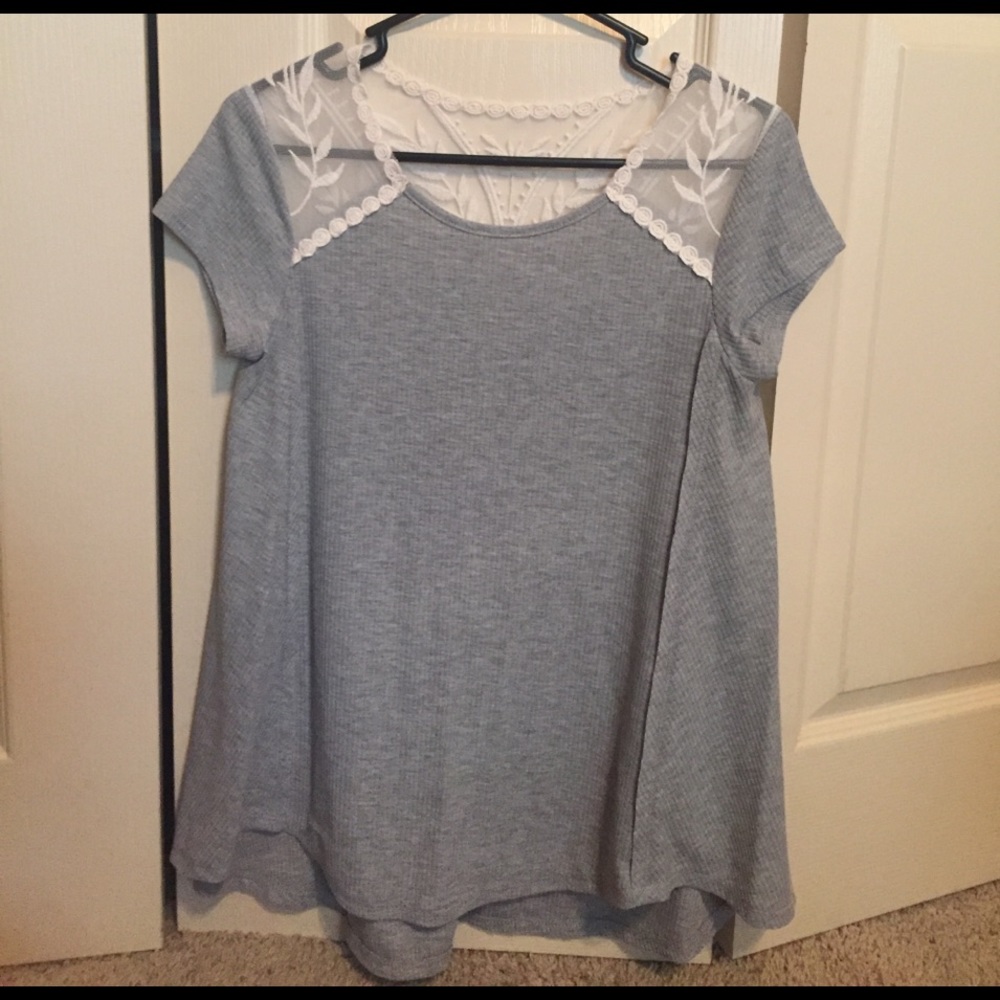 Gray lace top