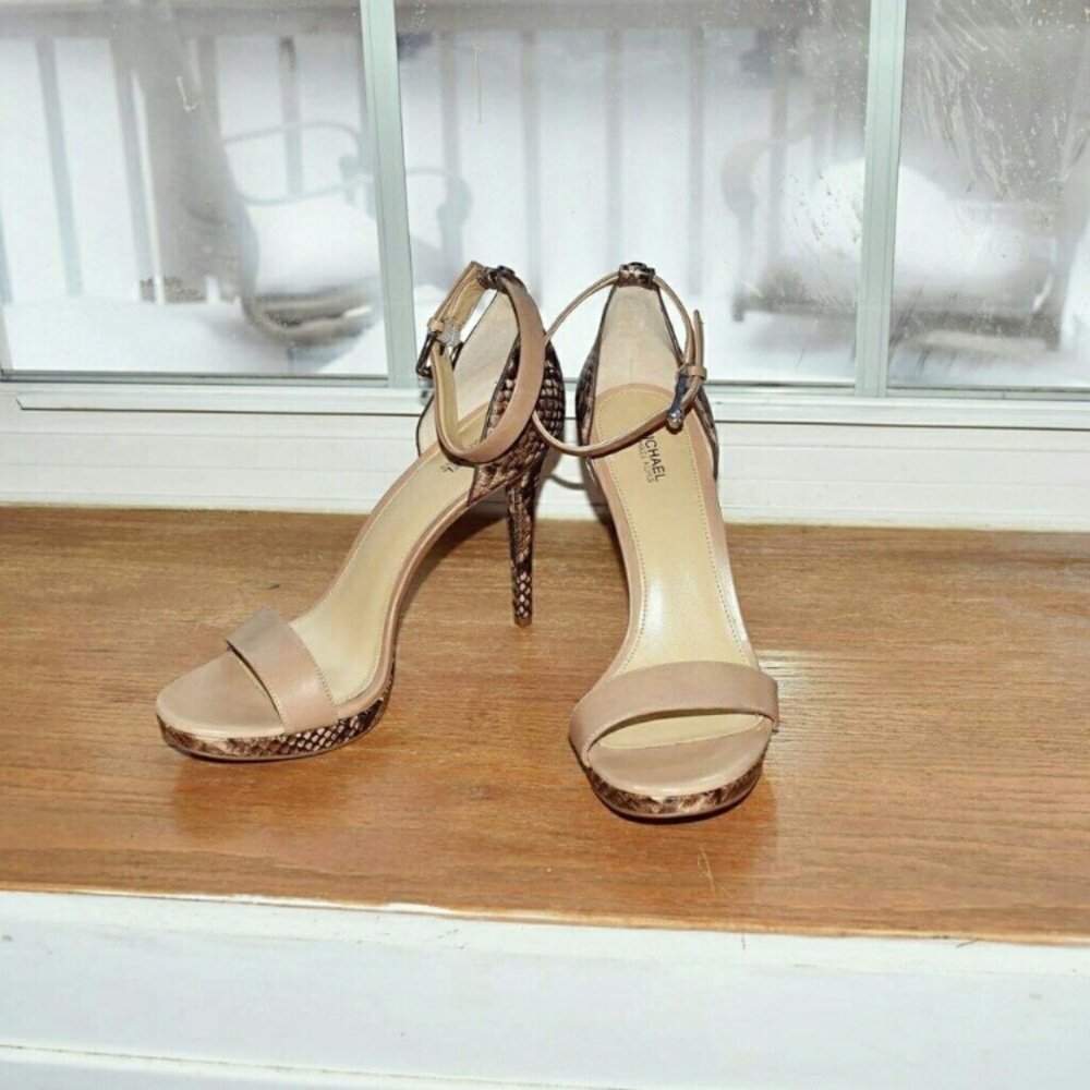 Michael Kors snakeskin nude heels