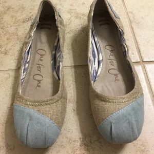 TOMS Ballet Flats - Light Chambray and Burlap