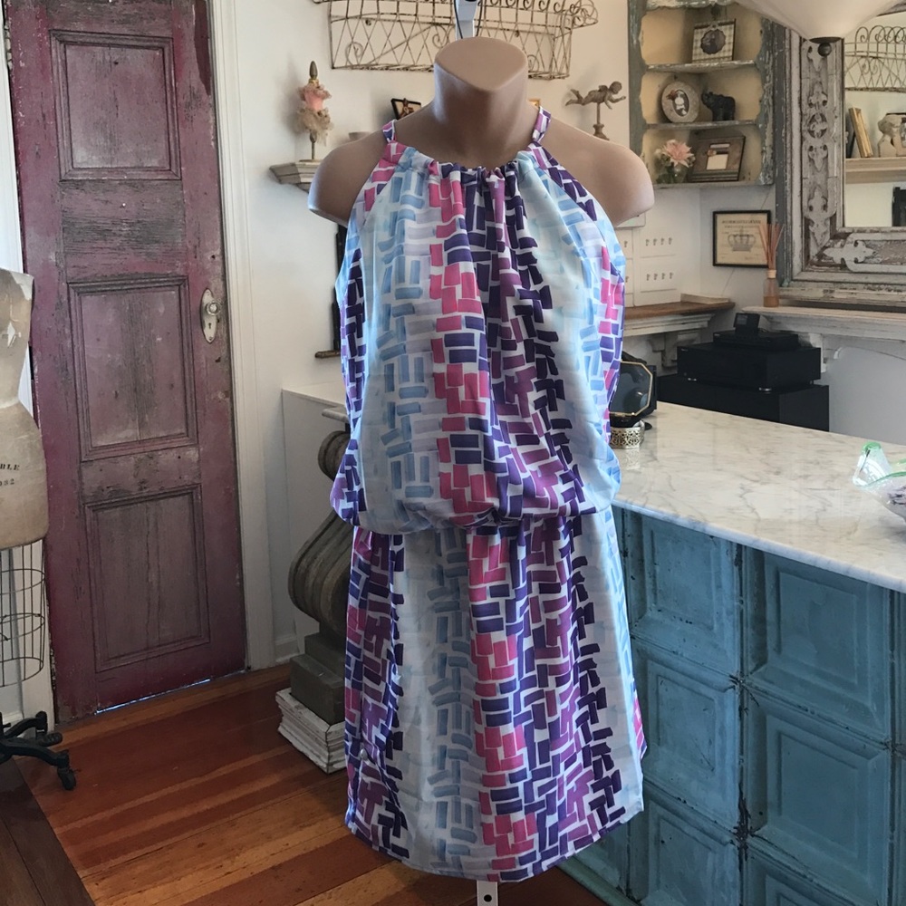 High Neck Printed Dress