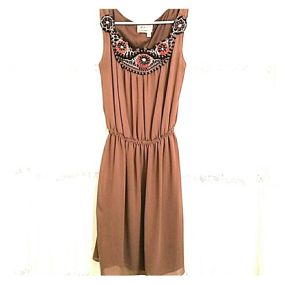 Brown Embroidered Dress