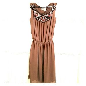 Brown Embroidered Dress