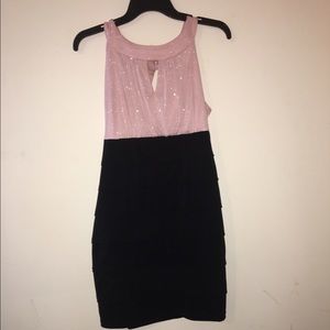 Gorgeous fitted pink to black dress with collar