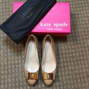 7.5 Kate Spade Patent Roxana Camel Wedged Flats