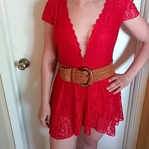 Ultra low V-neck, Ultra-mini dress