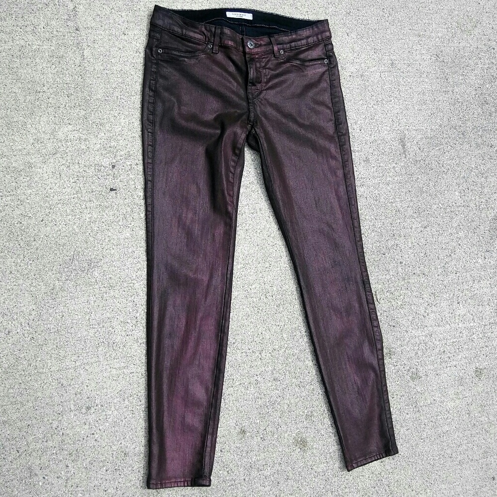 Rich and Skinny maroon metallic Sz 29 legacy jeans