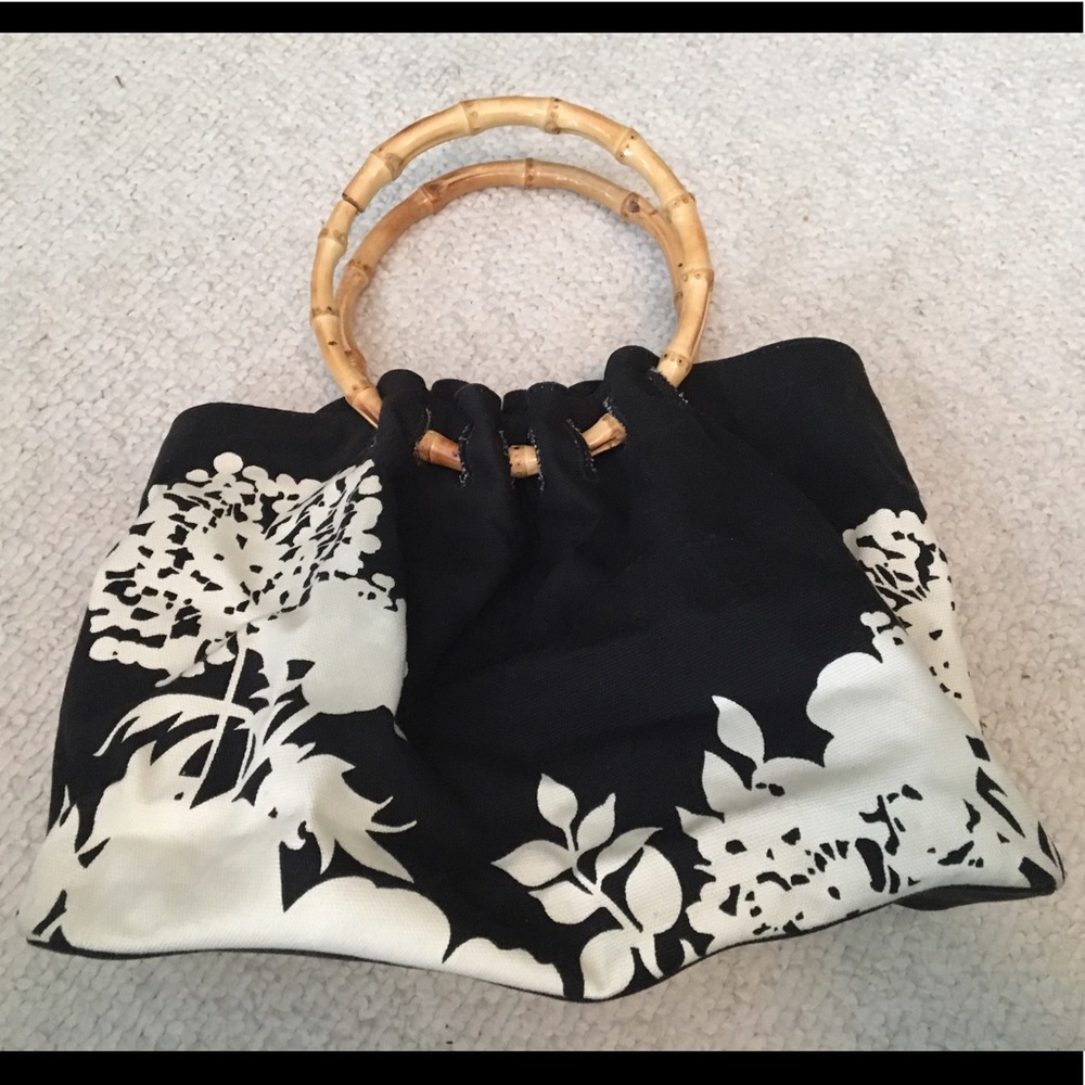 Banana Republic black and white floral handbag