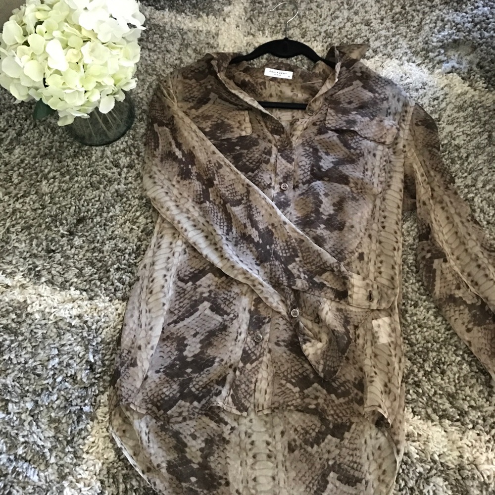 Equipment snake print button down