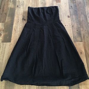 J.Crew strapless black seersucker dress