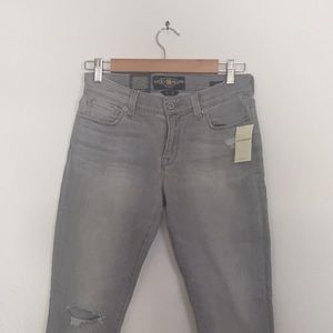LUCKY distressed grey skinny jeans