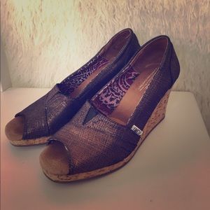Toms cork wedge shoes