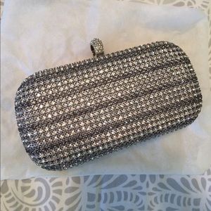 Jeweled silver, grey and pearl evening clutch.