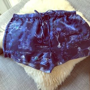 Blue silk Joe Fresh shorts.
