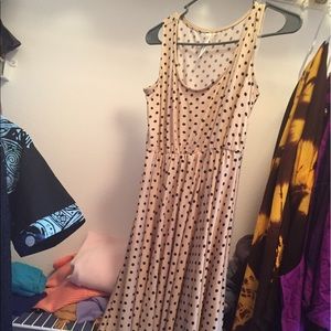 Ny collection cream and black polka dot dress