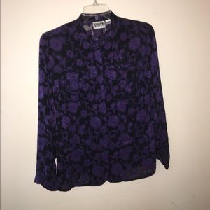 Purple and black floral top
