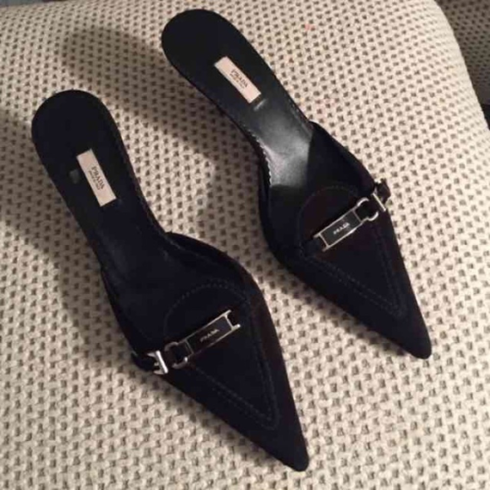 Prada Black Suede Heels