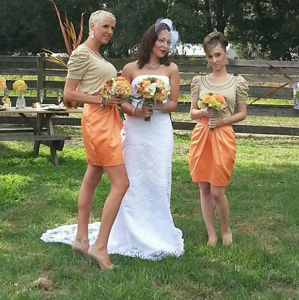 Multiple Skirts in orange coral color with pockets